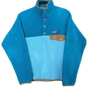 Patagonia Synchilla Snap-T Pullover Fleece Fall Jacket Blue Colorblock XXS